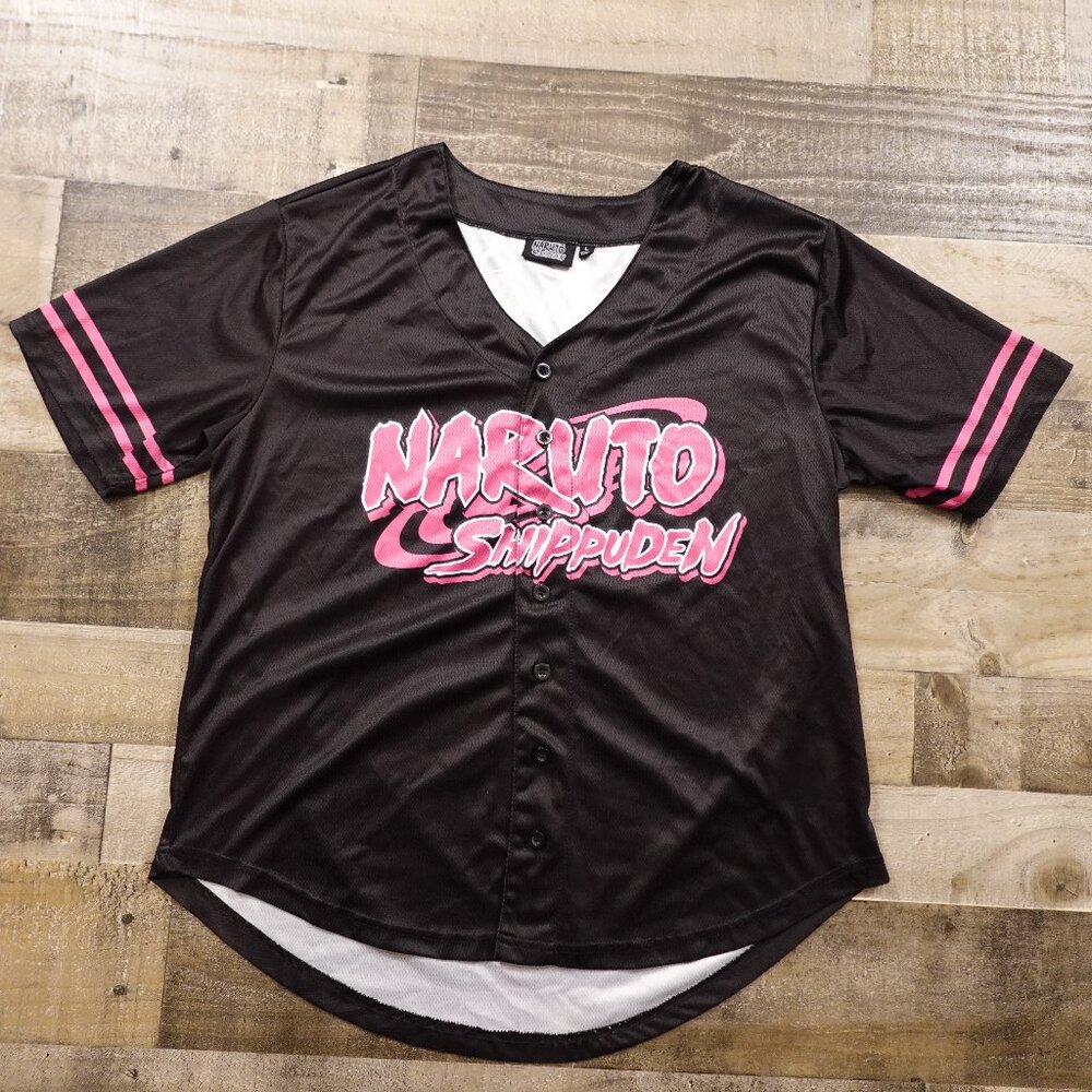 Naruto Shippuden Anime Baseball Jersey | Pink & Black | Adult‎ Size L Unisex